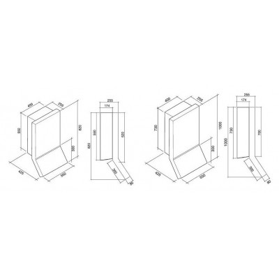 Almec rialto design+ hotte murale 55 cm hauteur 100 cm acier inoxydable crtn55.e0p2