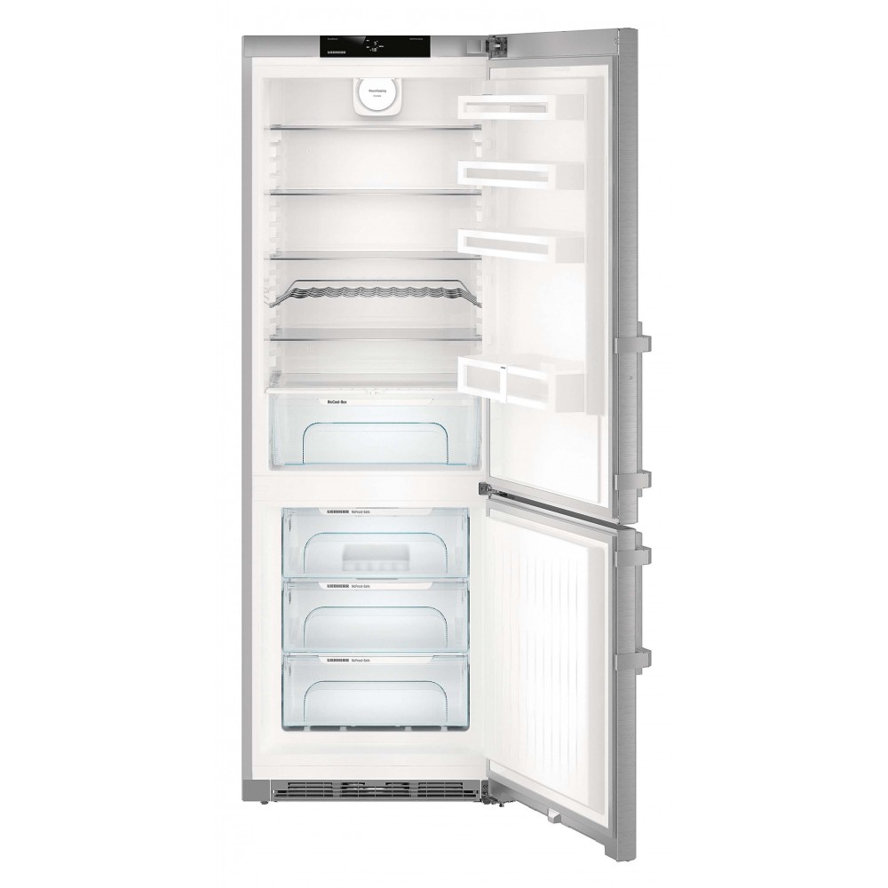 Termometro nella parte anteriore del frigorifero aperto