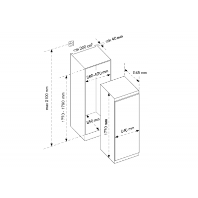 Bertazzoni lrd603ubnpvc/20 professioneller Einbaukühlschrank