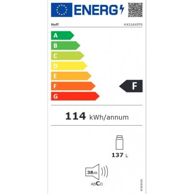 Neff k4316xff0 frigorífico empotrado bajo encimera h 82 cm