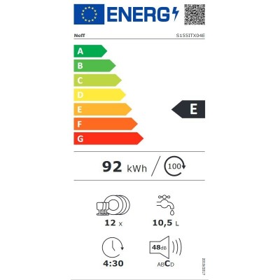 Neff s155itx04e Lave-vaisselle encastrable entièrement intégré