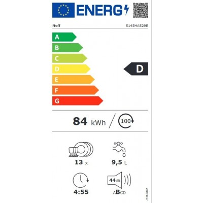 Neff s145has29e Lave-vaisselle encastrable partiellement caché
