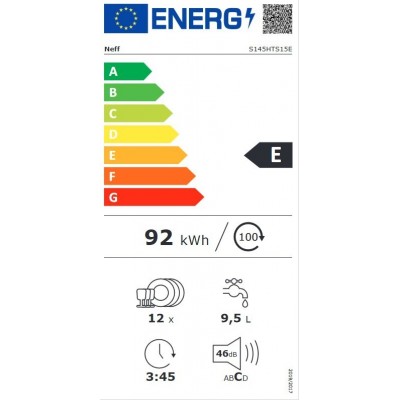 Lave-vaisselle encastrable partiellement caché Neff s145hts15e