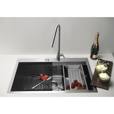 Foster 1034 056 Évier 1 bac Milanello Anthracite Gun Metal à fleur de plan 80 cm