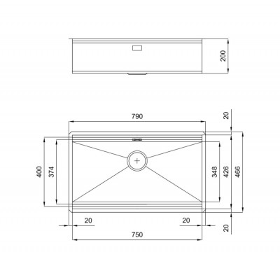Foster 1034 856 Évier 1 bac Milanello Anthracite Gun Metal sous plan 80 cm