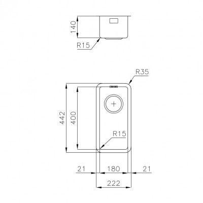 Foster 2151 856 Einzelbecken-Unterbauspüle aus anthrazitfarbenem Gun-Metal
