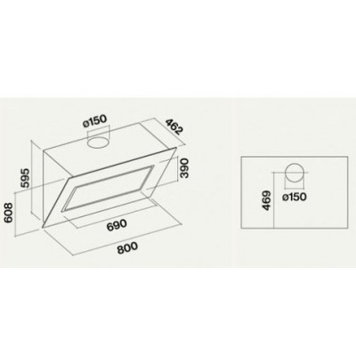 Falmec Quasar Design Wandhaube 80 cm schwarzes Glas cqpn80.e0p2