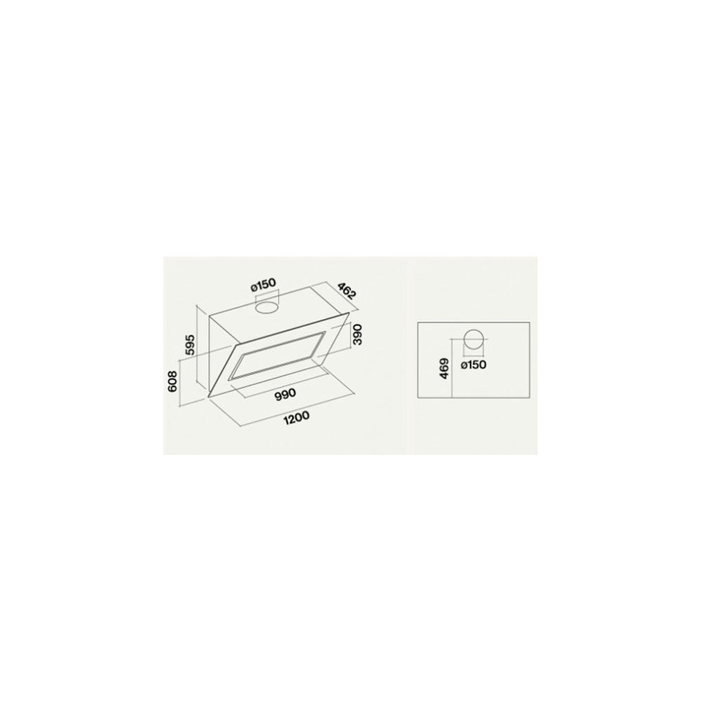 Falmec Quasar Top Cappa aspirante a parete 120 cm, 800 m3/h Acciaio  inossidabile A