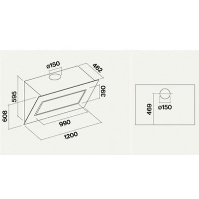 Falmec quasar design cappa parete 120 cm vetro nero cqpn20.e0p2