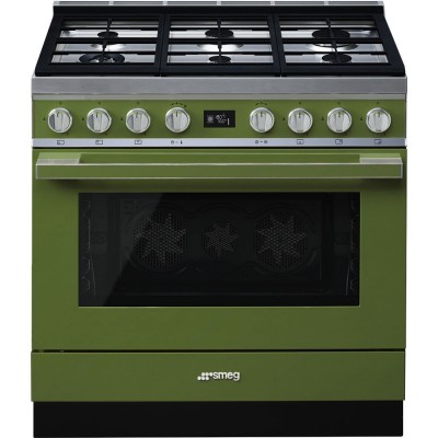 Smeg CPF9GPOG Portofino Gasherd olivgrün 90 x 60 cm