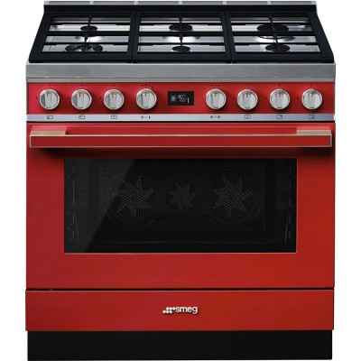 Smeg CPF9GPR Portofino Gasherd rot 90 x 60 cm
