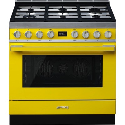 Smeg CPF9GPYW Portofino Gasherd gelb 90 x 60 cm