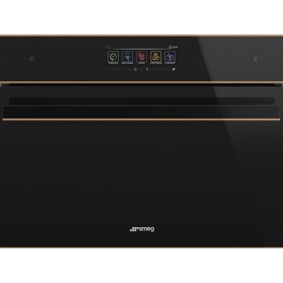 Smeg SF4606WMCNR  four micro-ondes combiné encastrable cuiseur vapeur h 45 cm noir