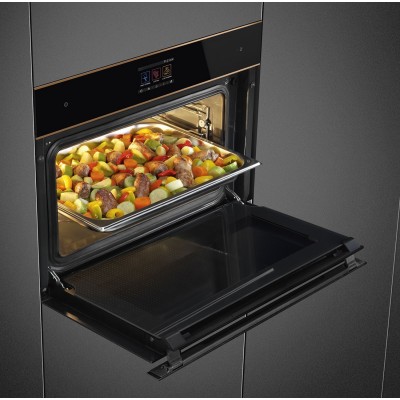 Smeg SF4604WVCPNR  horno de vapor combinado encastrable h 45cm negro