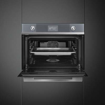 Smeg SF4102VCS Linea  horno de vapor combinado encastrable vidrio plateado h 45 cm