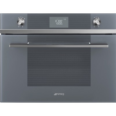 Smeg SF4102MCS Linea  Kombinierter Einbau-Mikrowellenofen H 45 cm Silberglas