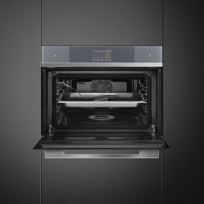 Smeg SF4104WVCPS Linea  horno de vapor combinado encastrable vidrio plateado h 45 cm