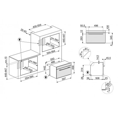 Smeg SF4104WVCPS Linea  Kombinierter Einbau-Dampfofen H 45 cm Silberglas