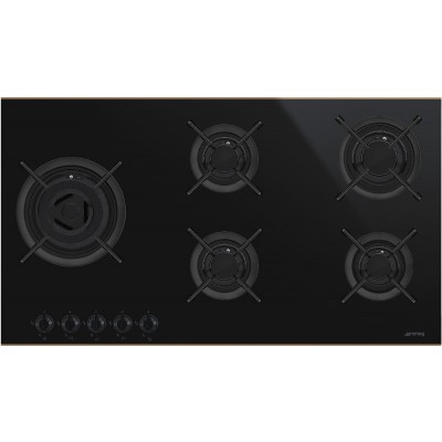 Smeg pv695lcnr Dolce stil novo piano cottura a gas 90 cm vetro nero