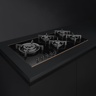 Smeg pv695lcnr Dolce stil novo piano cottura a gas 90 cm vetro nero