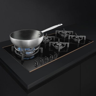 Smeg pv695lcnr Dolce stil novo piano cottura a gas 90 cm vetro nero
