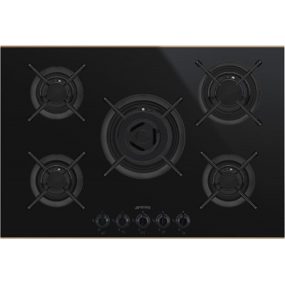 Smeg PV675CNR Dolce stil novo  plaque de cuisson au gaz verre noir 70cm