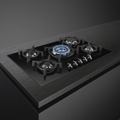 Smeg PV375CN Classica  Placa de gas vitrocerámica negra de 75 cm