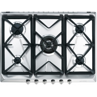 Smeg SRV576GH5 Contemporanea  plaque de cuisson au gaz 70 cm en acier inoxydable