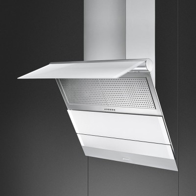 Smeg KTS75BCE2 Linea  Hotte murale inclinée verre blanc 75cm