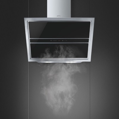 Smeg KCV9NE2 Linea  Schräg-Wandhaube 90 cm schwarzes Glas