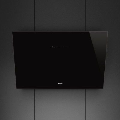 Smeg KV394N  Inclined wall mounted hood vent 90cm black glass