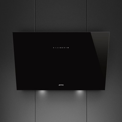 Smeg KV394N  Inclined wall mounted hood vent 90cm black glass