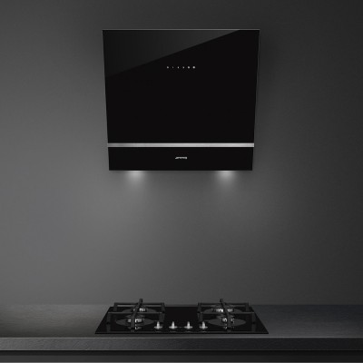 Smeg KV26N  Inclined wall mounted hood vent 60cm black glass