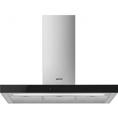 Smeg KBT9L4VN  cappa a parete 90 cm acciaio inox + vetro nero