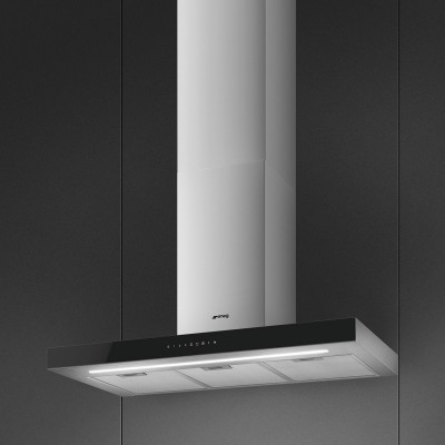 Smeg KBT9L4VN  cappa a parete 90 cm acciaio inox + vetro nero