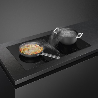 Smeg kdh12wld cappa domino da piano 12 cm vetro nero