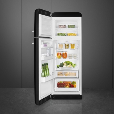 Smeg FAB30LBL5  Refrigerator + black free-standing freezer