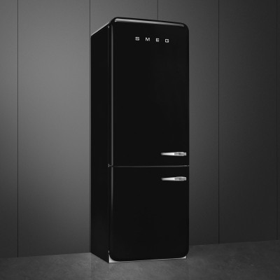 Smeg FAB38LBL5  Kühlschrank + schwarzer freistehender Gefrierschrank H 205 cm