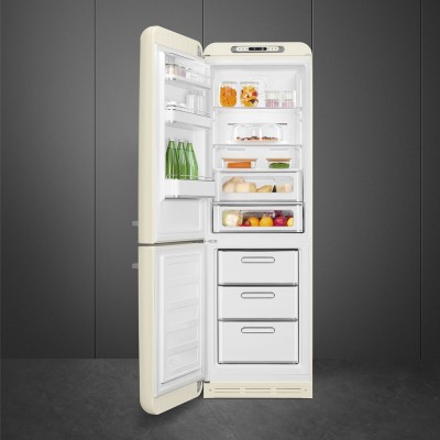 Smeg FAB32LCR5  Kühlschrank + cremefarbener freistehender Gefrierschrank, H 196 cm