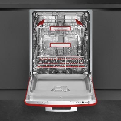Smeg STFABRD3 50's Style Built-in dishwasher partial disappearance red
