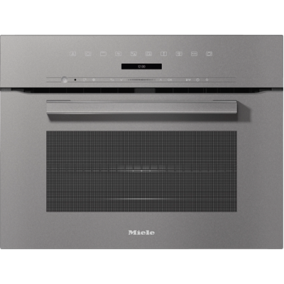 Four micro-ondes combiné encastrable Miele h 7240 bm 45 cm verre gris