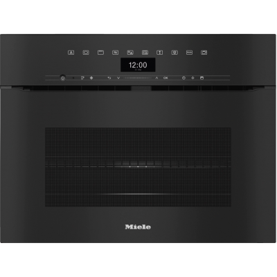 Four micro-ondes combiné encastrable Miele H 7440 BMX 45 cm verre noir