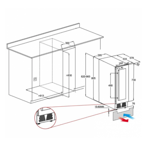 Bosch kuw21ahg0 Serie 6 cantinetta vini incasso sottotop h 82 cm nero