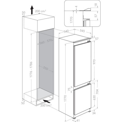 Kitchenaid kc18 t632 s p Built-in refrigerator + freezer 177cm