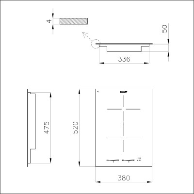Foster 7341 655 s 4000 domino induction hob 38 cm black glass ceramic