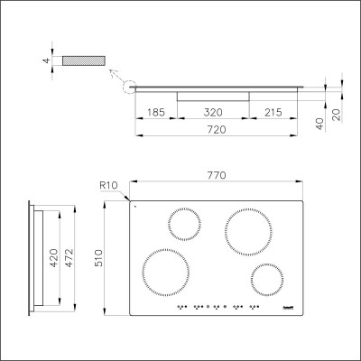 Foster 7371 300 s 1000 placa de inducción 77 cm negro vitrocerámica