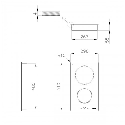 Placa de inducción Miele KM 7201 FR en vitrocerámica negra con marco plano  en acero inoxidable de 60 cm