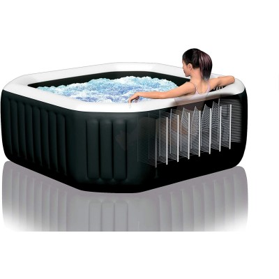 Intex 79 "Whirlpool Pure Spa Achteck Bubble Jet & Salzwasser, Schwarz