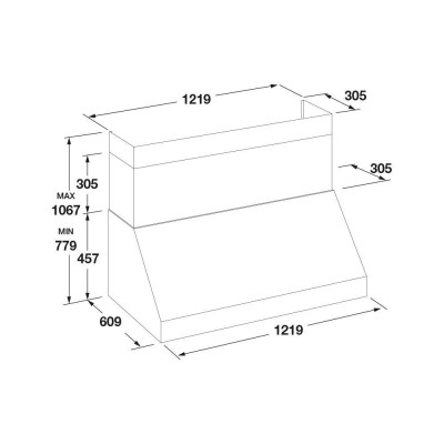 Fulgor fprhd 482 tc x hotte murale 121 cm acier inoxydable