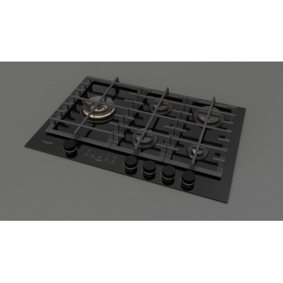 Fulgor fclh 755 gt wk bk gas hob 75 cm black